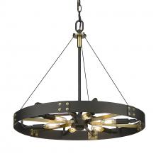  3866-M NB-AB - Vaughn Medium Pendant in Natural Black with Aged Brass Accents